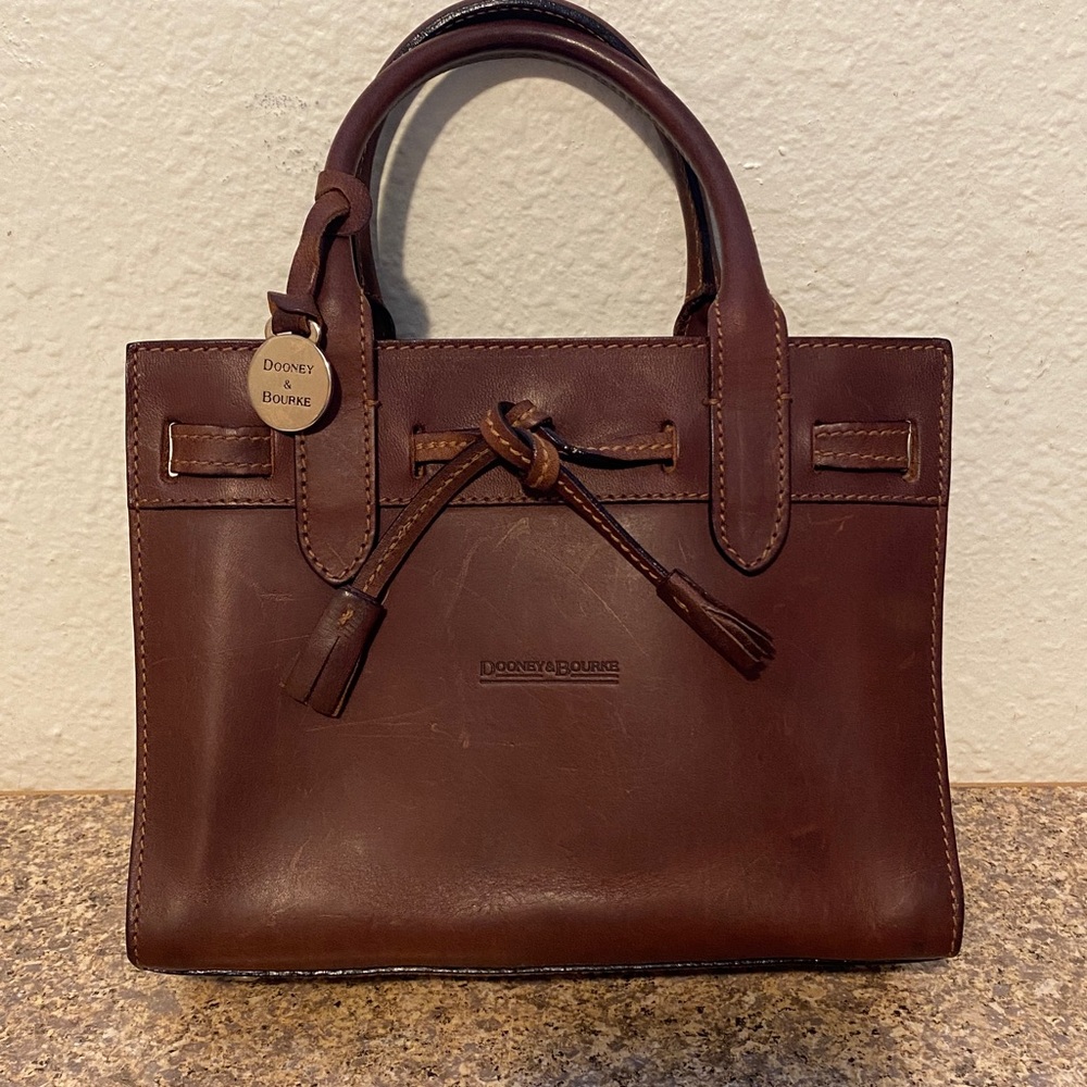 Dooney & Bourke Brown Leather Alto Mini Tassel Satchel Made in Italy🇮🇹 pre-owned